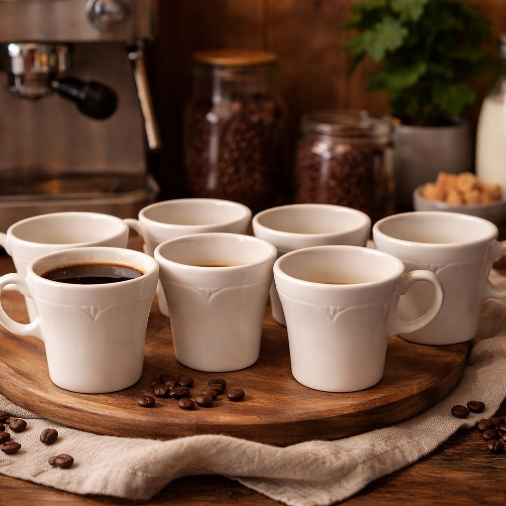 Vintage Diner Coffee Mugs Restaurant Ware White Syracuse China Set of 7